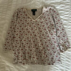 Ralph Lauren Floral V-neck Top - Petite Large